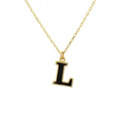 Latelita Initial Enamel Necklace Gold L