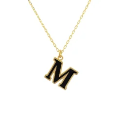 Latelita Initial Enamel Necklace Gold M