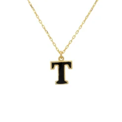 Latelita Initial Enamel Necklace Gold T