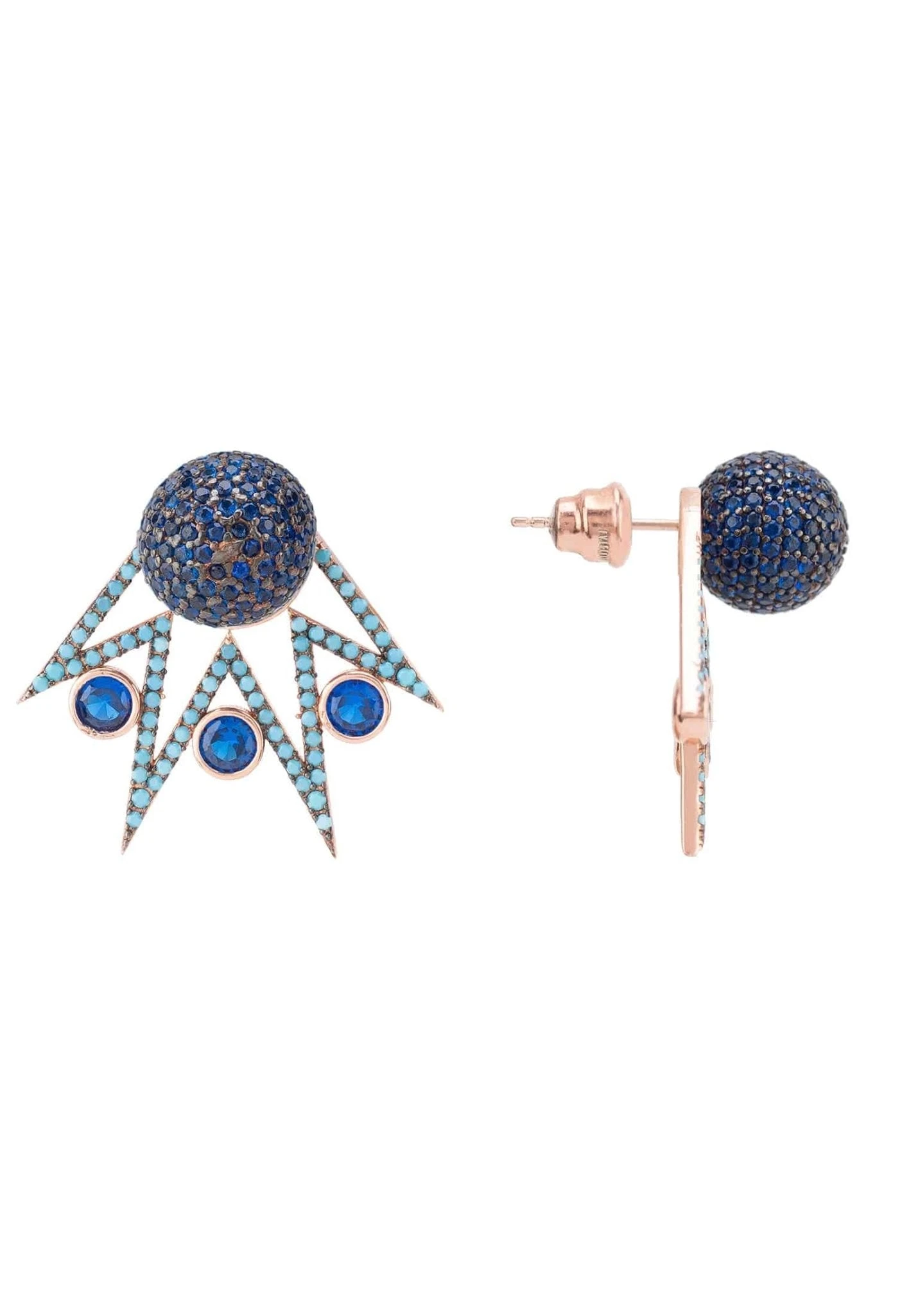 Latelita Jester Ear Jacket Convertible Earrings Blue Rosegold 5 Latelita Jester Ear Jacket Convertible Earrings Blue Rosegold - Image 5