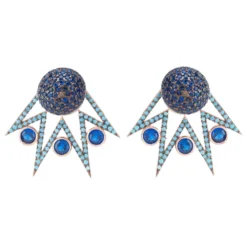 Latelita Jester Ear Jacket Convertible Earrings Blue Rosegold
