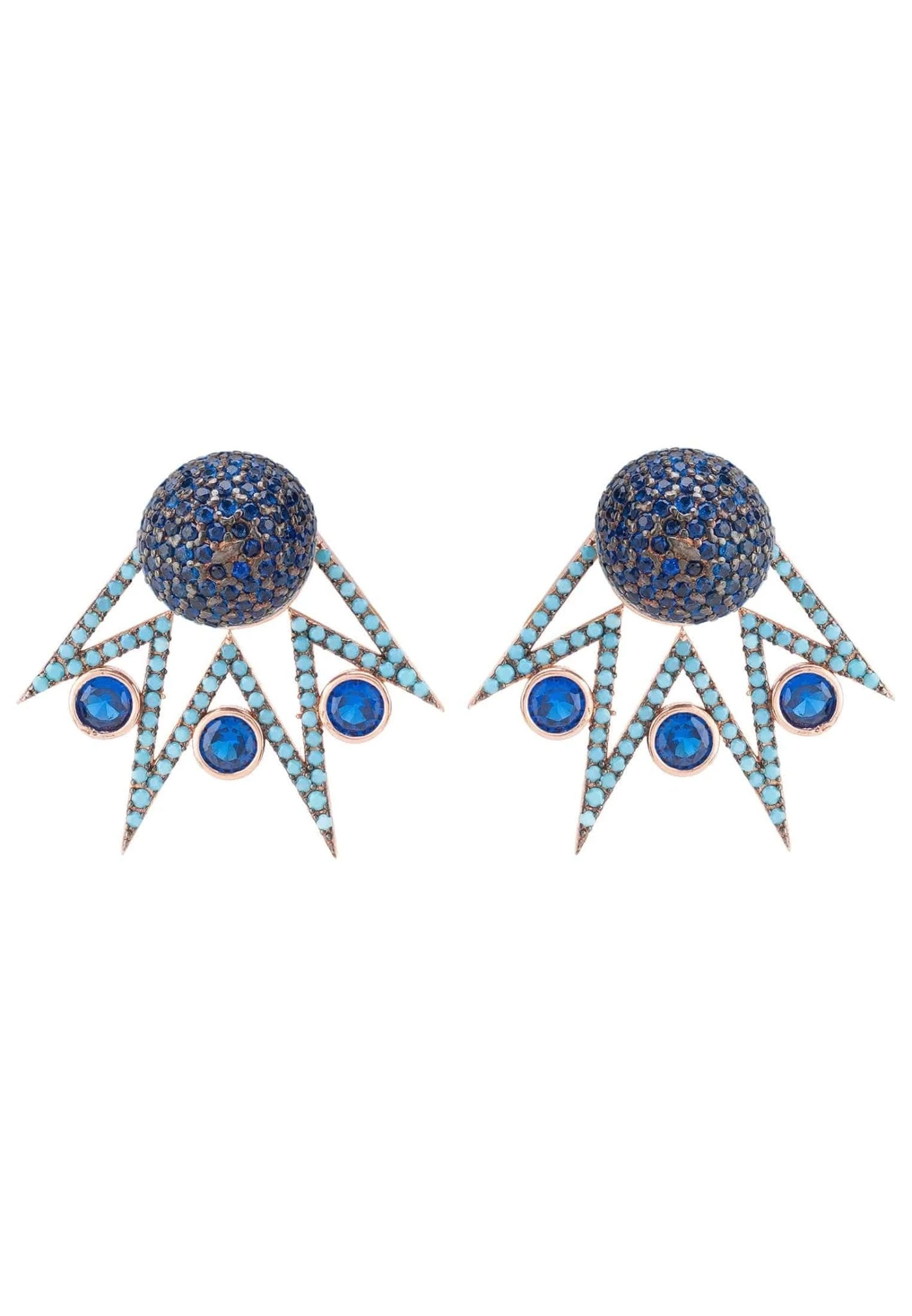 Latelita Jester Ear Jacket Convertible Earrings Blue Rosegold 1 Latelita Jester Ear Jacket Convertible Earrings Blue Rosegold