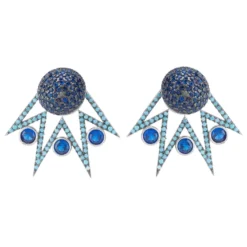 Latelita Jester Ear Jacket Convertible Earrings Blue Silver