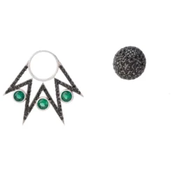 Latelita Jester Ear Jacket Convertible Earrings Green Black Silver -Cheap Gemiracle Store jester ear jacket convertible earrings green black silver 948788