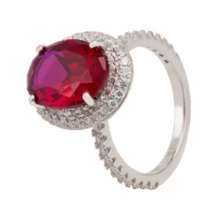 Latelita Katherine Gemstone Cocktail Ring Silver Ruby