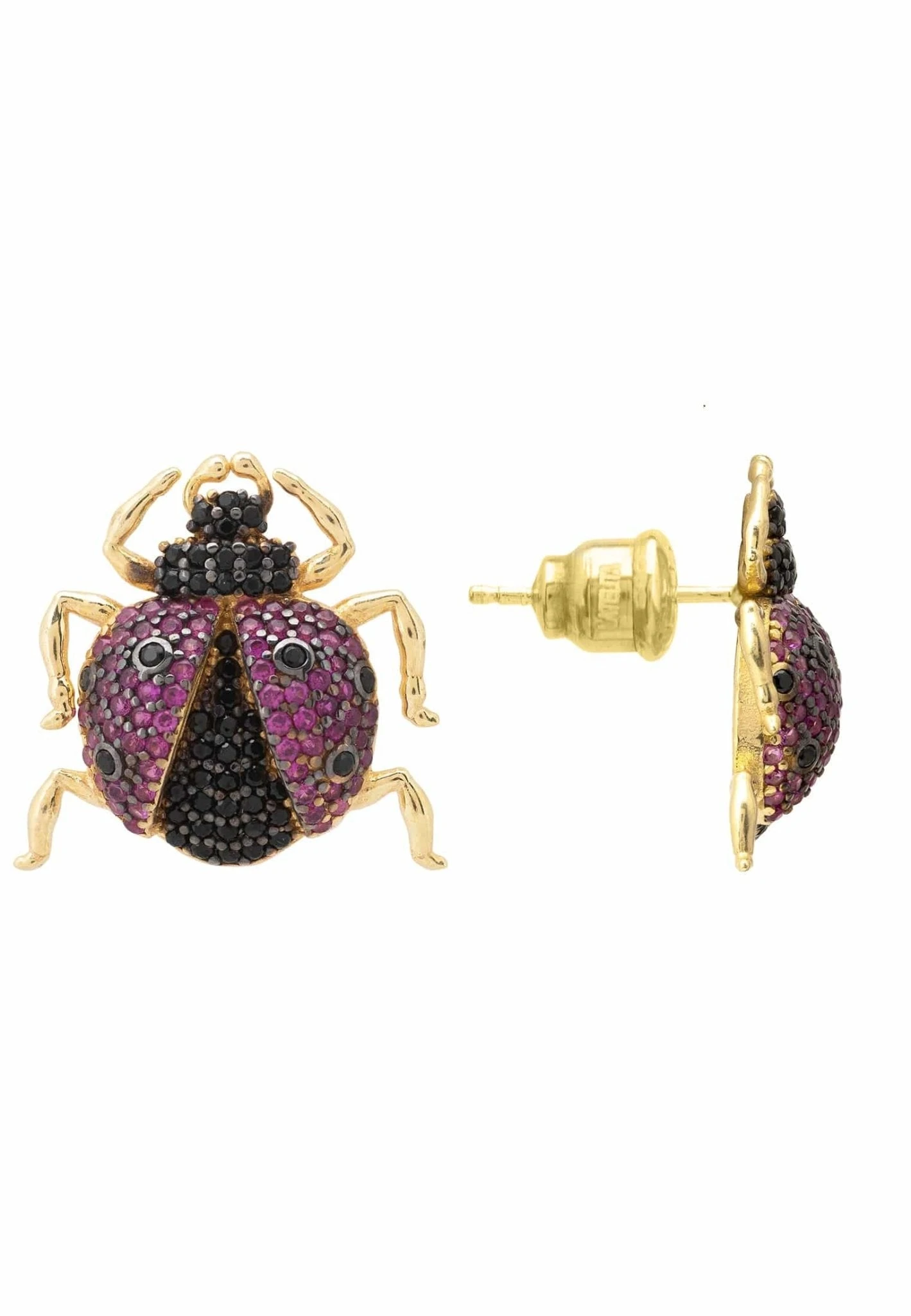 Latelita Ladybird Large Bug Stud Earrings Gold 3 Latelita Ladybird Large Bug Stud Earrings Gold - Image 3