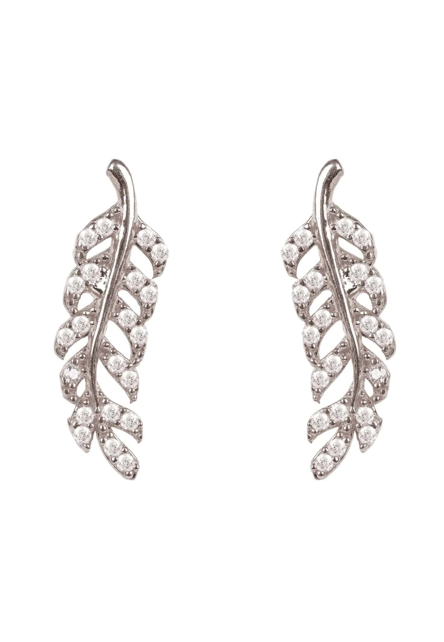 Latelita Leaf Ear Climbers Silver 3 Latelita Leaf Ear Climbers Silver - Image 3