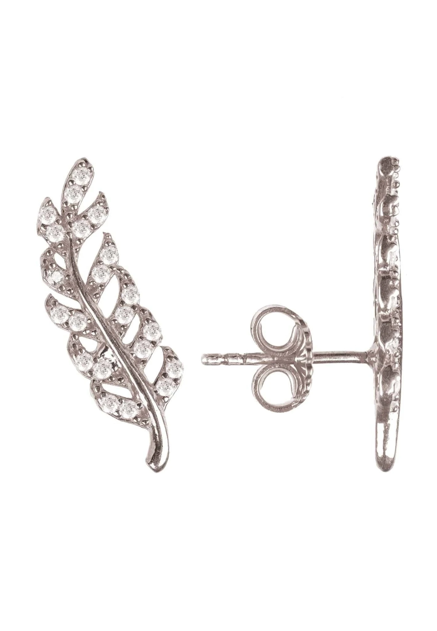 Latelita Leaf Ear Climbers Silver 1 Latelita Leaf Ear Climbers Silver