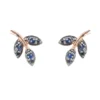 Latelita Leaf Stud Earrings Blue Sapphire Rosegold