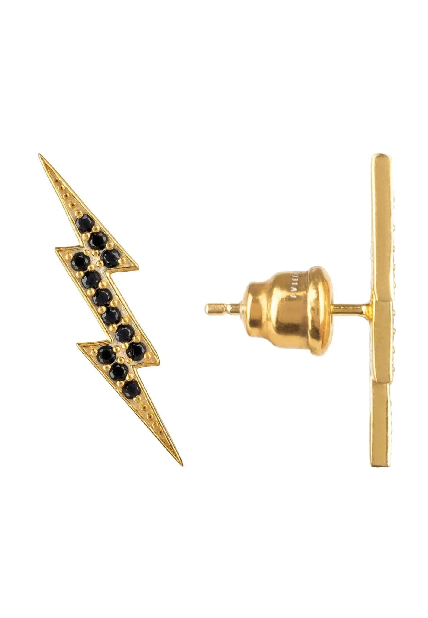 Latelita Lightning Bolt Stud Earrings Black Gold 3 Latelita Lightning Bolt Stud Earrings Black Gold - Image 3