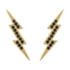 Latelita Lightning Bolt Stud Earrings Black Gold