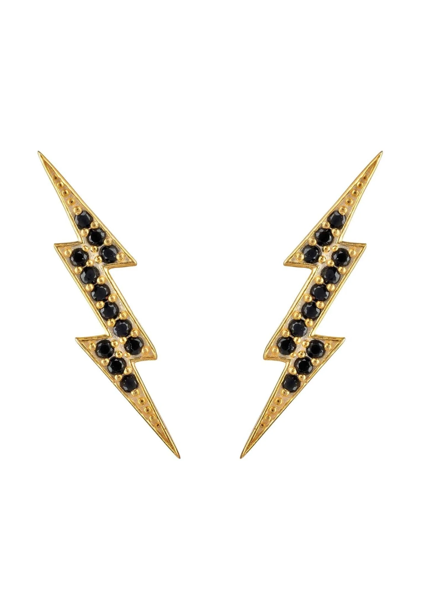 Latelita Lightning Bolt Stud Earrings Black Gold 1 Latelita Lightning Bolt Stud Earrings Black Gold