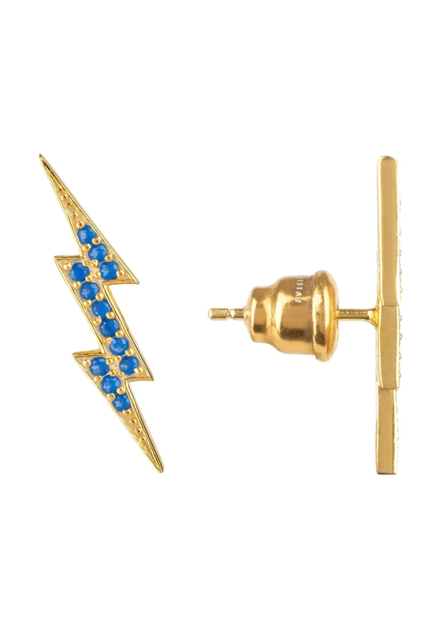 Latelita Lightning Bolt Stud Earrings Blue Gold 3 Latelita Lightning Bolt Stud Earrings Blue Gold - Image 3