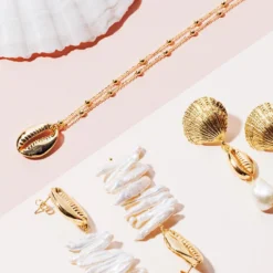 Latelita Long Cowrie Shell Pendant Necklace Ball Chain Gold -Cheap Gemiracle Store long cowrie shell pendant necklace ball chain gold 778350