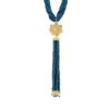 Latelita Lotus Flower Tassel Statement Necklace Iolite Blue Gold