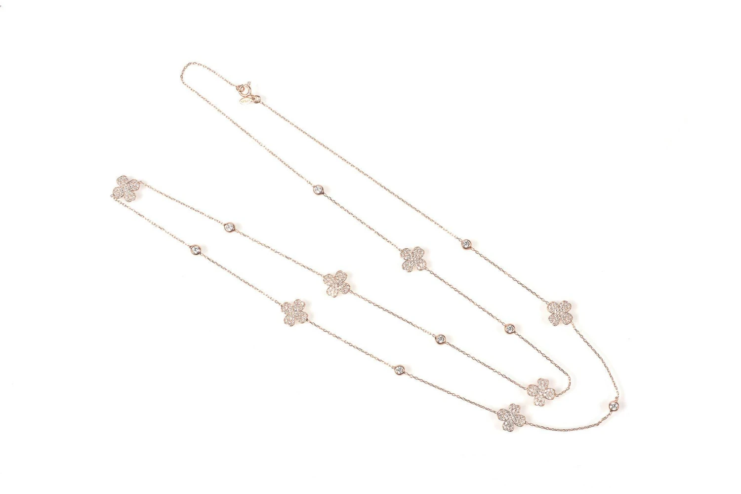Latelita Lucky Four Leaf Clover Necklace Long Rose Gold 2 Latelita Lucky Four Leaf Clover Necklace Long Rose Gold - Image 2
