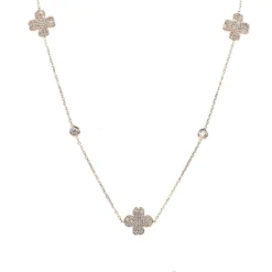 Latelita Lucky Four Leaf Clover Necklace Long Rose Gold