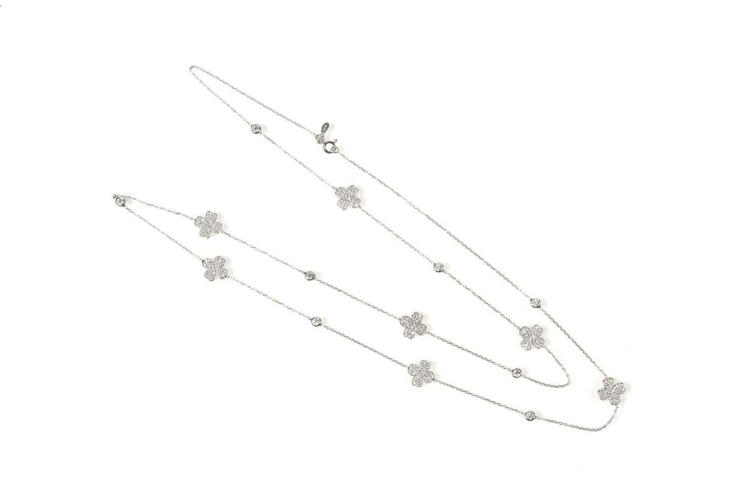 Latelita Lucky Four Leaf Clover Necklace Long Silver 2 Latelita Lucky Four Leaf Clover Necklace Long Silver - Image 2