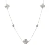 Latelita Lucky Four Leaf Clover Necklace Long Silver