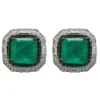 Latelita Madeleine Colombian Emerald Large Stud Earrings Silver