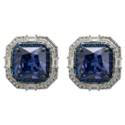 Latelita Madeleine Large Stud Earrings Silver Tanzanite