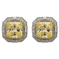 Latelita Madeleine Large Stud Earrings Silver Yellow Topaz
