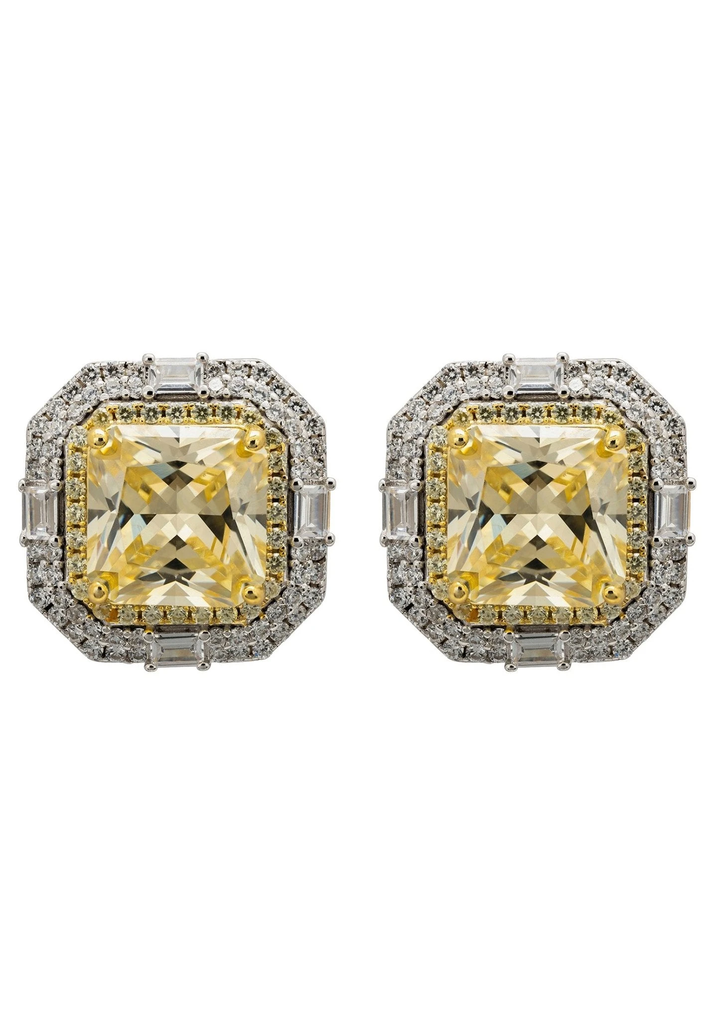 Latelita Madeleine Large Stud Earrings Silver Yellow Topaz 1 Latelita Madeleine Large Stud Earrings Silver Yellow Topaz