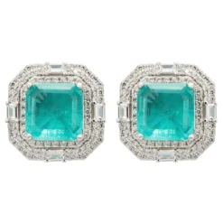 Latelita Madeleine Paraiba Tourmaline Large Stud Earrings Silver