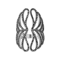 Latelita Marie Cocktail Ring Black Size O (Us 7) Silver