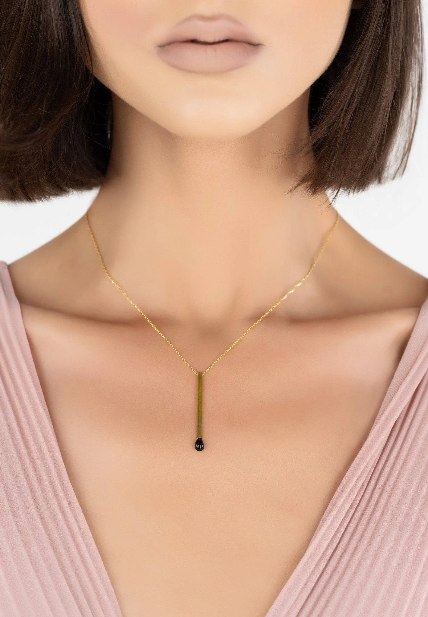 Latelita Matchstick Pendant Necklace Gold 2 Latelita Matchstick Pendant Necklace Gold - Image 2