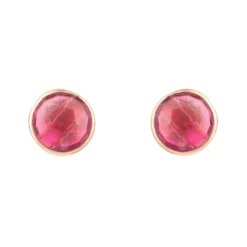Latelita Medium Circle Gemstone Earrings Rosegold Pink Tourmaline