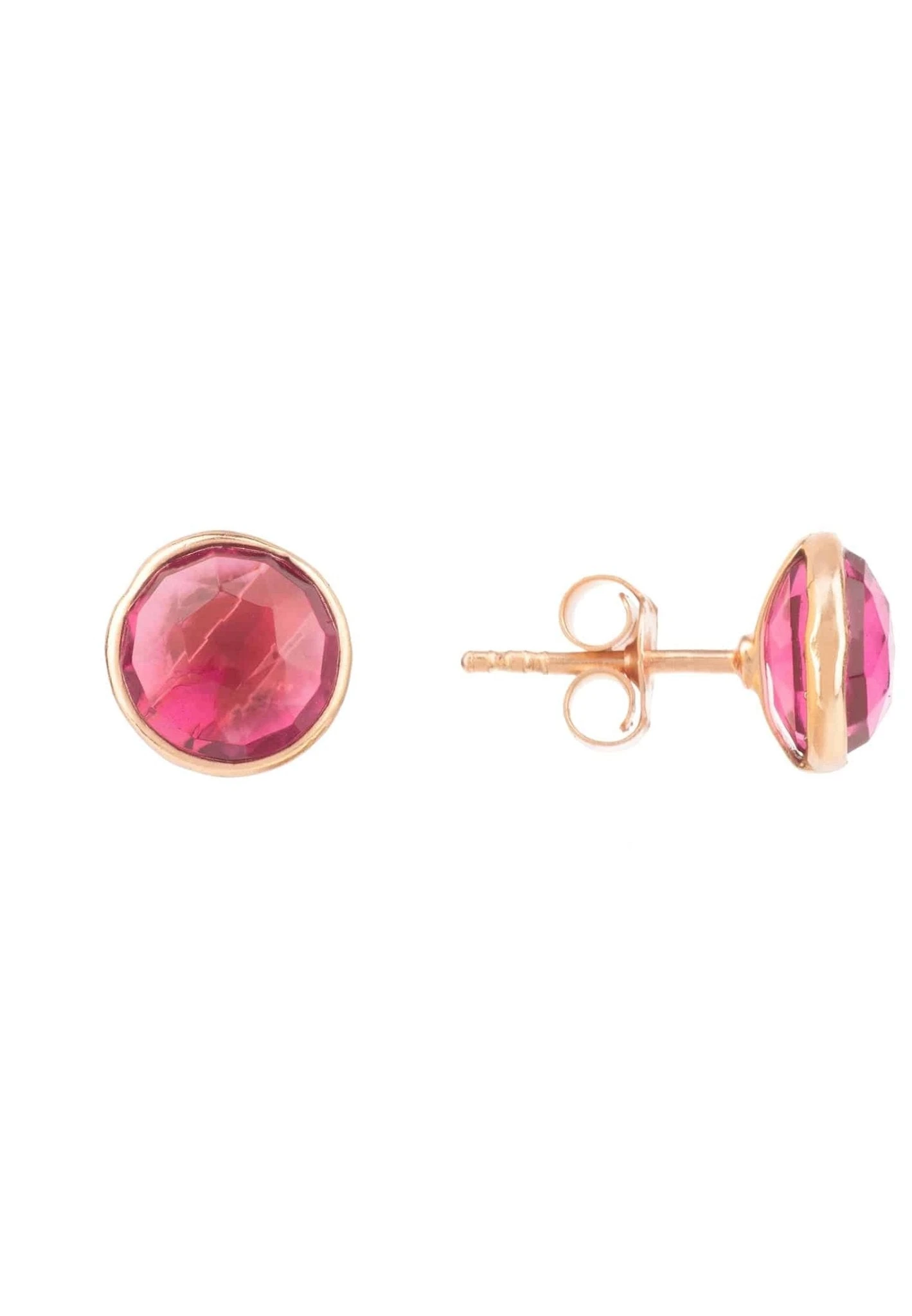 Latelita Medium Circle Gemstone Earrings Rosegold Pink Tourmaline 3 Latelita Medium Circle Gemstone Earrings Rosegold Pink Tourmaline - Image 3