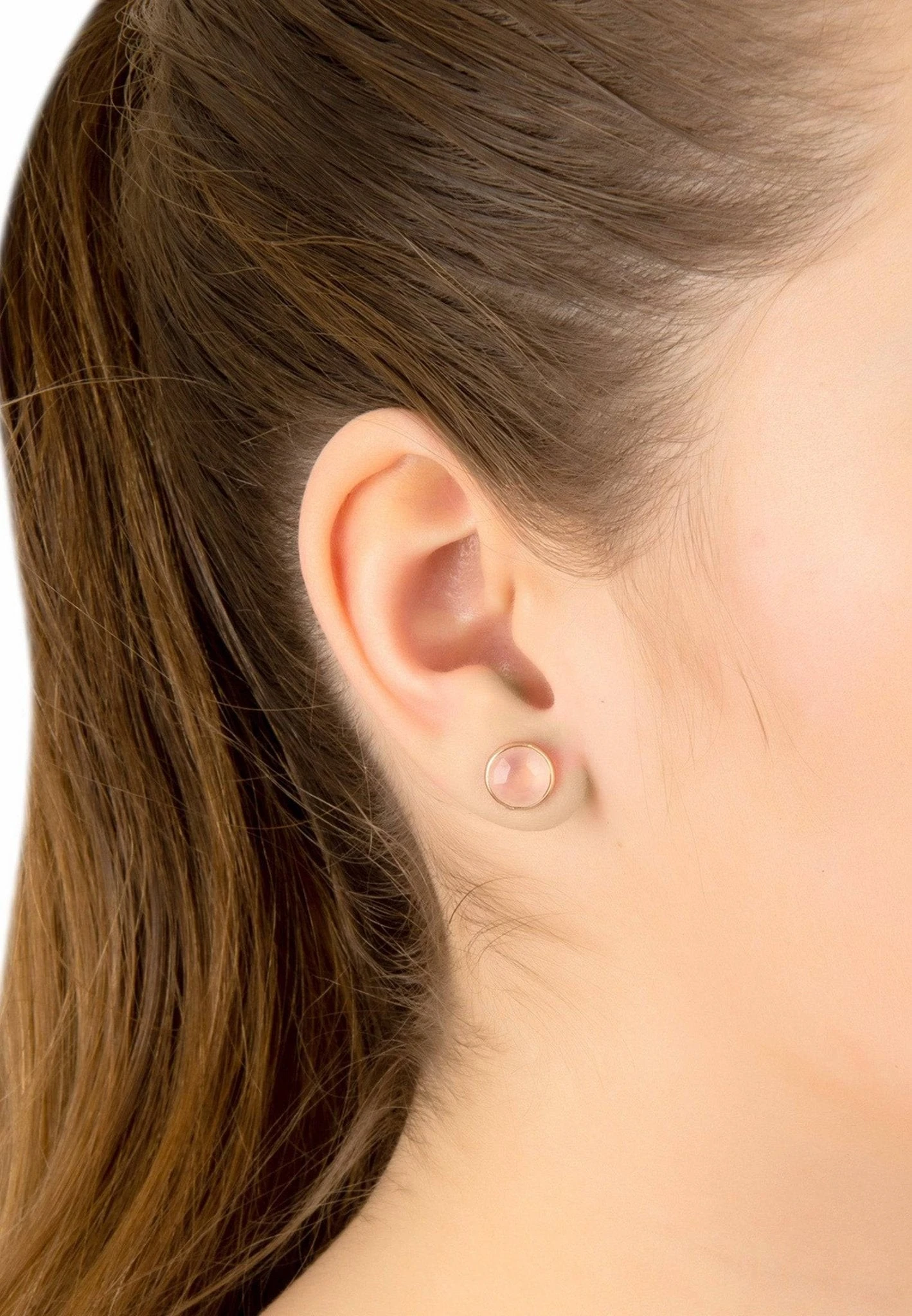 Latelita Medium Circle Gemstone Earrings Rosegold Rose Quartz 2 Latelita Medium Circle Gemstone Earrings Rosegold Rose Quartz - Image 2
