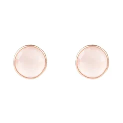 Latelita Medium Circle Gemstone Earrings Rosegold Rose Quartz