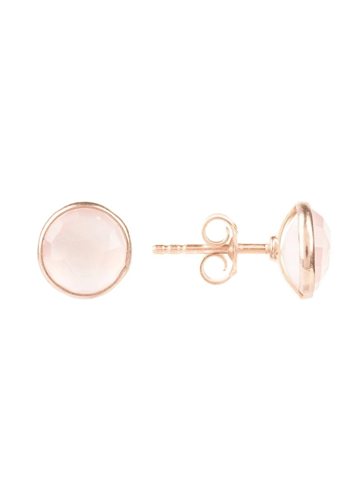 Latelita Medium Circle Gemstone Earrings Rosegold Rose Quartz 3 Latelita Medium Circle Gemstone Earrings Rosegold Rose Quartz - Image 3