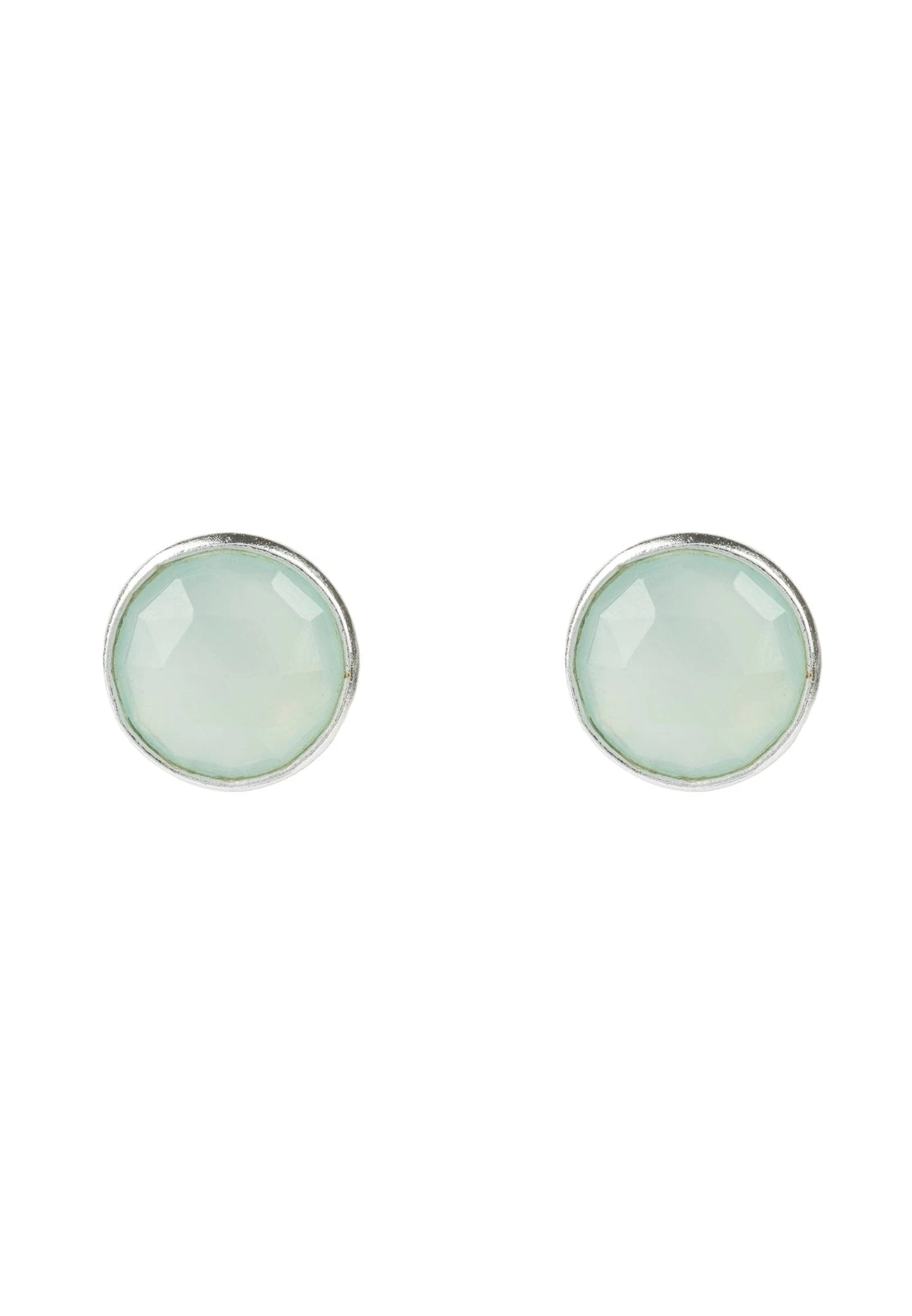 Latelita Medium Circle Gemstone Earrings Silver Aqua Chalcedony 1 Latelita Medium Circle Gemstone Earrings Silver Aqua Chalcedony