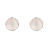 Latelita Medium Circle Gemstone Earrings Silver Rose Quartz