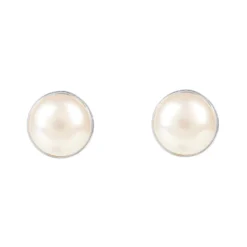 Latelita Medium Circle Gemstone Silver Pearl