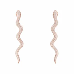 Latelita Medusa Long Serpent Stud Earrings Rosegold