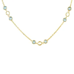 Latelita Milan Link Gemstone Necklace Gold Blue Topaz