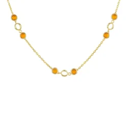 Latelita Milan Link Gemstone Necklace Gold Citrine