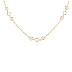 Latelita Milan Link Gemstone Necklace Gold Rose Quartz