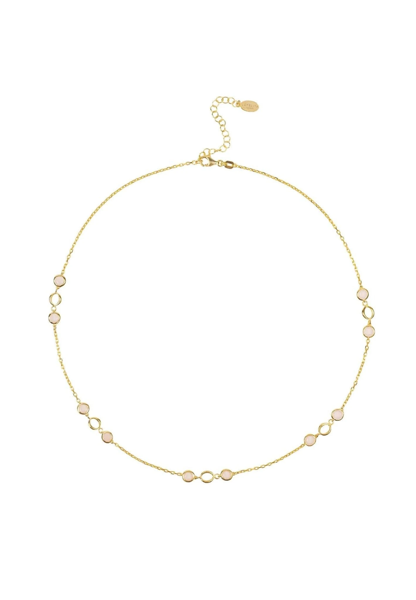 Latelita Milan Link Gemstone Necklace Gold Rose Quartz 3 Latelita Milan Link Gemstone Necklace Gold Rose Quartz - Image 3