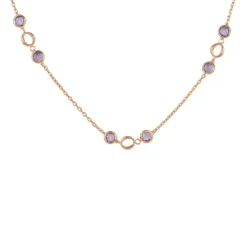 Latelita Milan Link Gemstone Necklace Rose Gold Amethyst