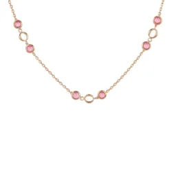 Latelita Milan Link Gemstone Necklace Rose Gold Pink Tourmaline