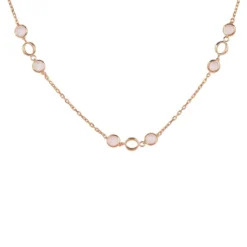 Latelita Milan Link Gemstone Necklace Rose Gold Rose Quartz