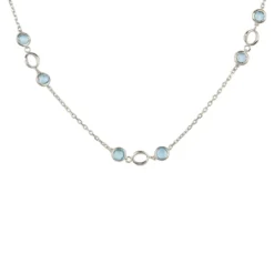Latelita Milan Link Gemstone Necklace Silver Blue Topaz