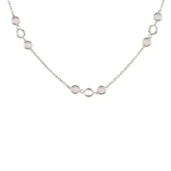 Latelita Milan Link Gemstone Necklace Silver Rose Quartz