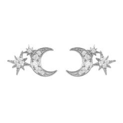 Latelita Moon And Starburst Mini Earrings Silver