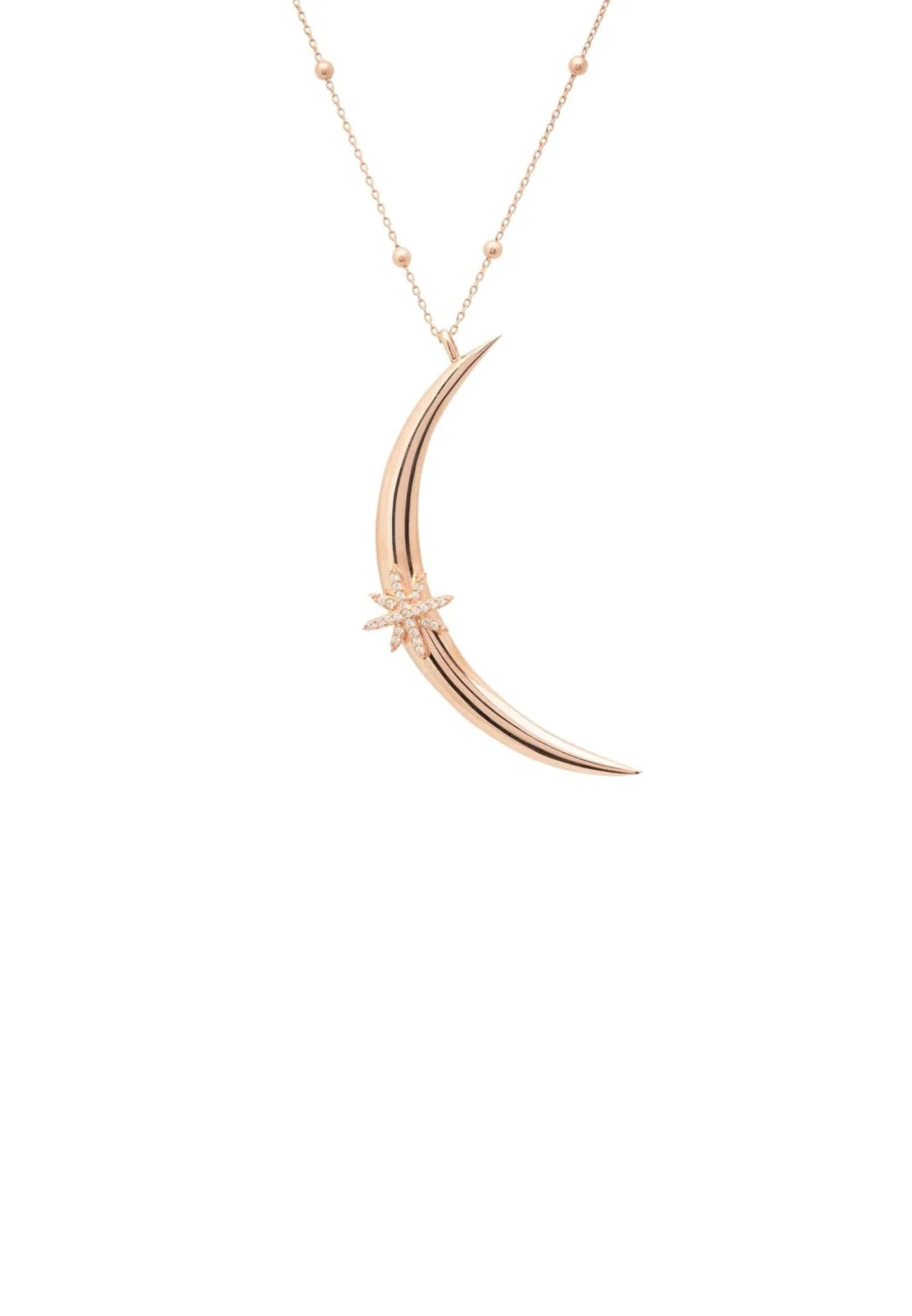 Latelita Moon Crescent Star Necklace Beaded Chain Rosegold 1 Latelita Moon Crescent Star Necklace Beaded Chain Rosegold